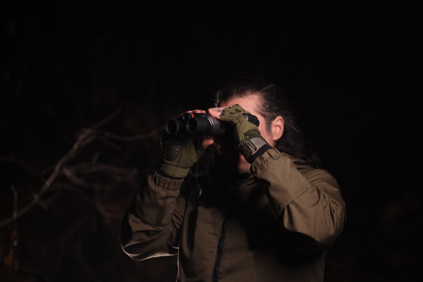 Wooded terrain in low light captured on the Night Storm X3 with no added light